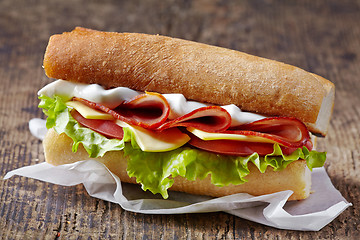 Image showing Sandwich with serrano ham and vegetables