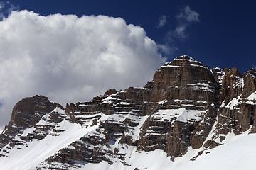 Image showing Rocks and blue sky with clouds