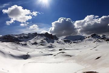 Image showing Plateau and lake covered snow