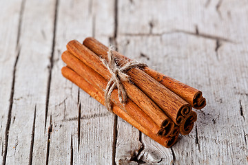 Image showing stack of cinnamon sticks