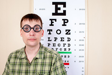 Image showing Funny manwearing spectacles in an office at the doctor