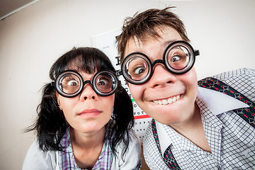 Image showing Two person wearing spectacles in an office at the doctor