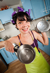 Image showing Crazy funny housewife