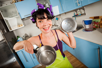 Image showing Crazy funny housewife