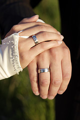 Image showing Hands of a bride and groom