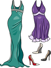 Image showing women clothes objects cartoon set