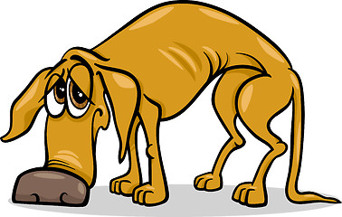 Image showing sad homeless dog cartoon illustration