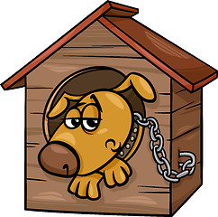 Image showing sad dog in kennel cartoon illustration