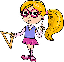 Image showing grade school girl cartoon illustration