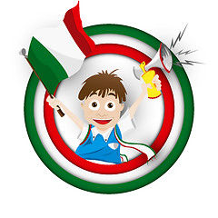 Image showing Italy Soccer Fan Flag Cartoon