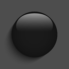 Image showing Black Glass Circle Button on White Background