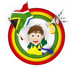 Image showing South Africa Soccer Fan Flag Cartoon