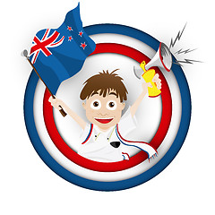 Image showing New Zealand Soccer Fan Flag Cartoon