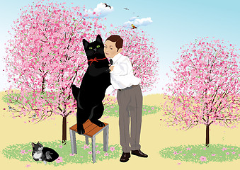 Image showing Tango with a black cat 