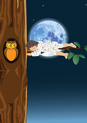 Image showing Asleep on a tree 