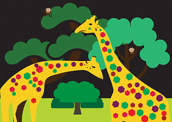 Image showing Colored giraffes 