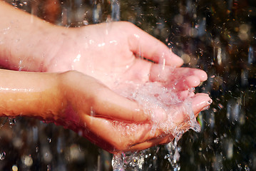 Image showing Hands and water