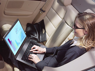 Image showing busy businesswoman with laptop