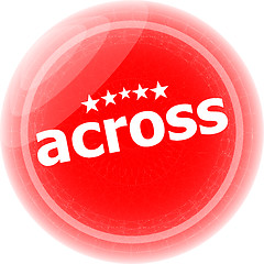 Image showing across red stickers, icon button isolated on white