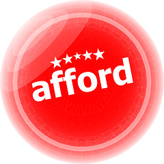 Image showing afford word red stickers, icon button isolated on white