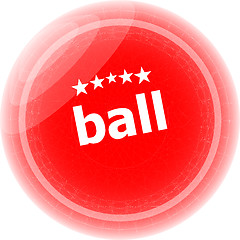 Image showing ball word on red stickers button, label