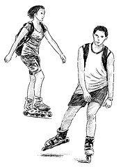 Image showing teens on roller skates