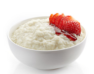 Image showing Bowl of rice flakes porridge