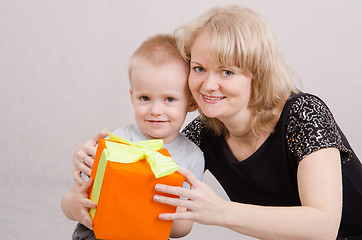 Image showing Mom son congratulated on his birthday