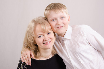 Image showing Portrait of a mother son teen