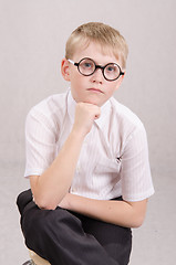 Image showing Portrait a boy of twelve glasses