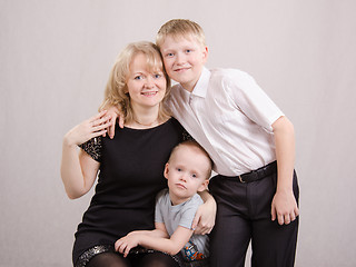 Image showing Portrait of a family - mother and two children