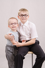 Image showing Portrait of two teenage boys in glasses