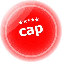 Image showing cap word stickers red button, web icon button