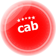 Image showing cab word stickers red button, web icon button