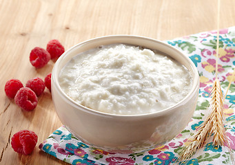 Image showing Bowl of rice flakes porridge