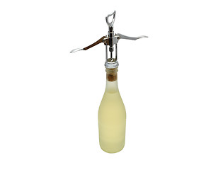 Image showing White wine and corkscrew