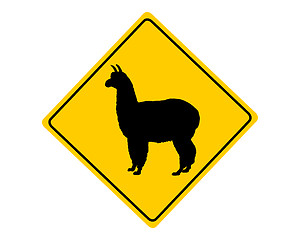 Image showing Alpaca warning sign