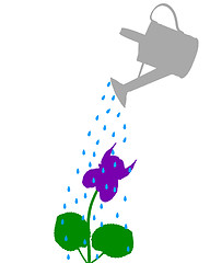 Image showing Watering pot and flower