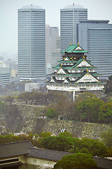 Image showing Osaka city with historical castle