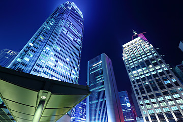 Image showing Office building at night in hong kong