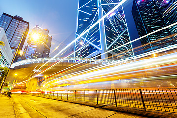 Image showing Traffic in Hong Kong at night