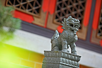Image showing Lion statue in Chinese temple