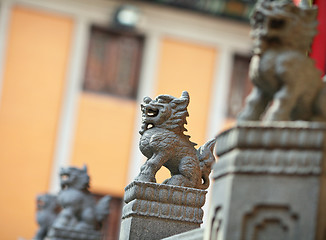 Image showing Lion statue in Chinese Temple in Hong Kong 