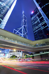 Image showing City road light trail in Hong Kong