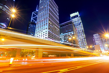 Image showing Traffic in Hong Kong at night