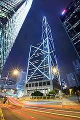 Image showing Car light trail in Hong Kong at night