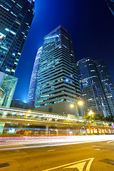 Image showing Light trails in Hong Kong at night 