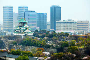 Image showing Osaka city with castle