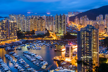 Image showing Typhoon shelter in Hong Kong at night