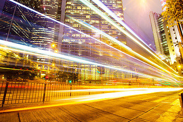 Image showing Car light trail in Hong Kong